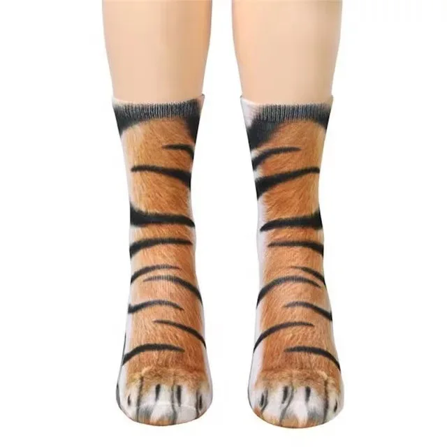 Funny and Creative Animal Claw Mid-Calf Socks, 3D Print, Heat Transfer, Adult Cat Dog Paw Socks