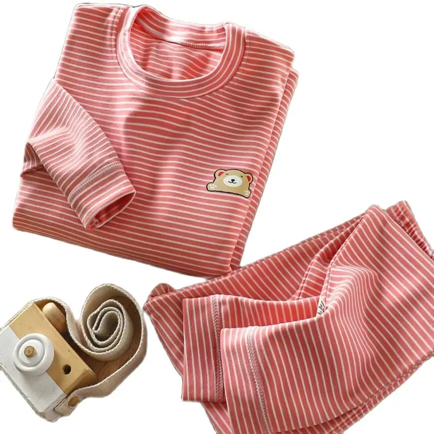Children's Velvet Warm Thermal Suit Autumn Winter Underwear Pajamas Set Boys Girls Derung Tops + Pants 2pcs Outfit Kids Suit children underwear suits
