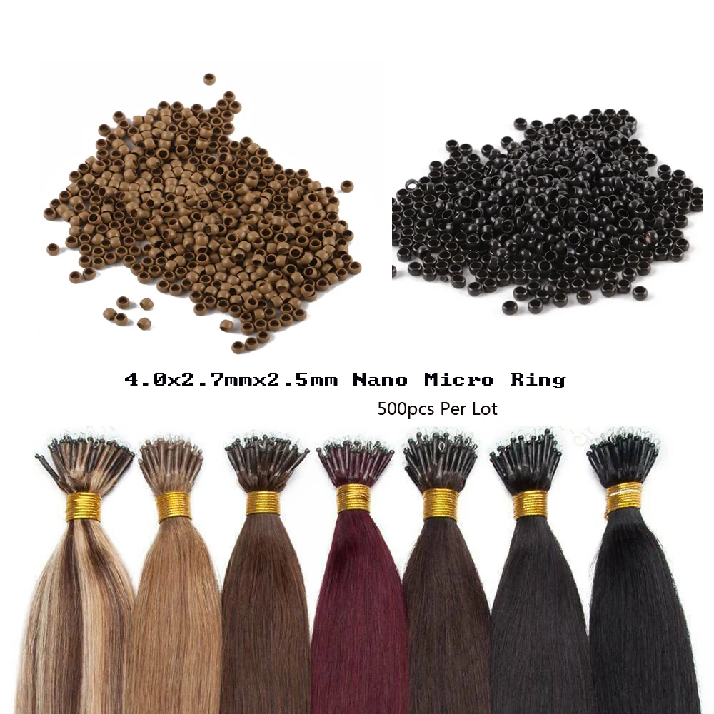 Ring Beads Ring Beads Hair Extensions Tools Nano Rings 4.0mm Copper Nano Rings 500Pcs Nano Beads Micro Ring Beads Hair Extensions Copper Micro Links for Hair Extensions