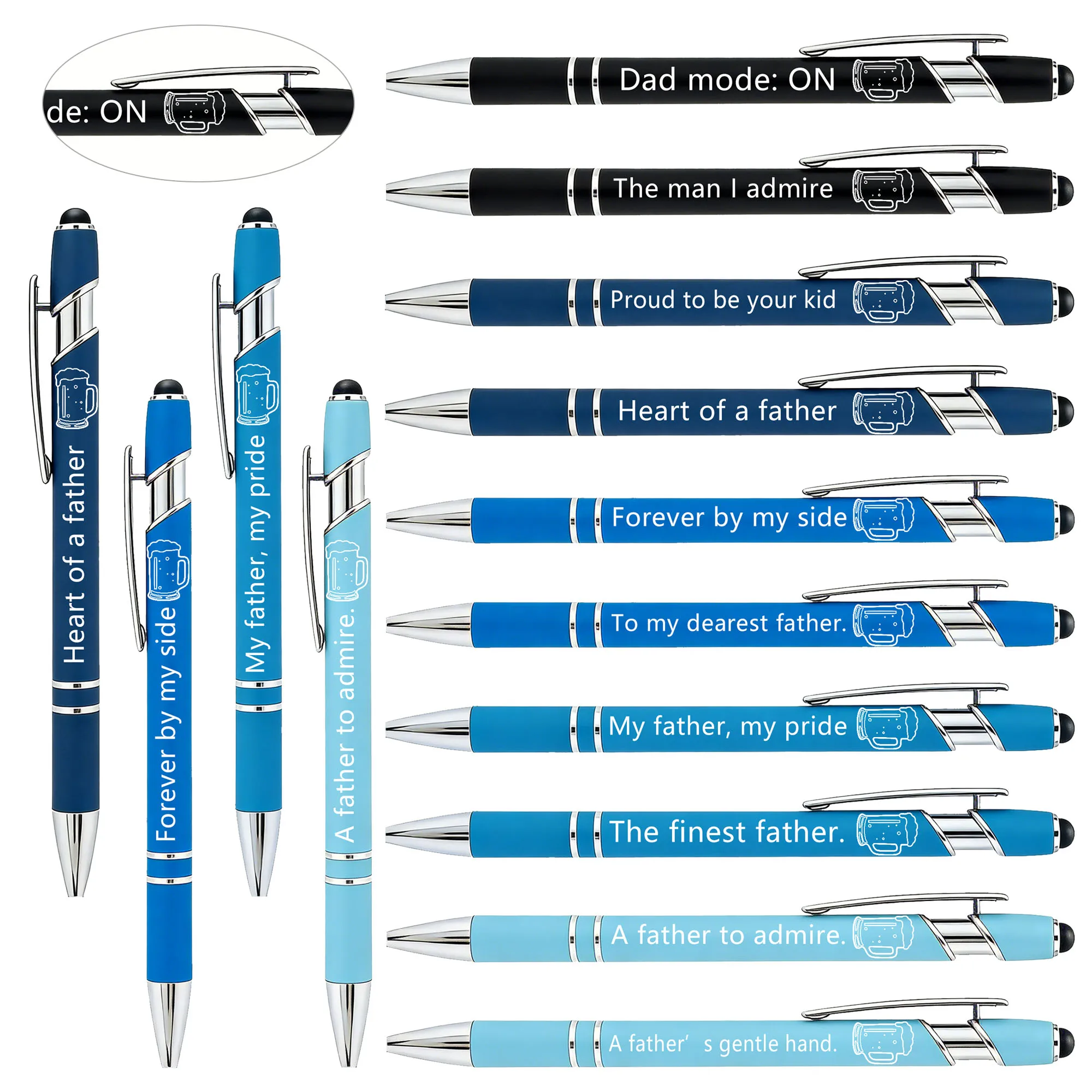 Deluxe Metal Touchscreen Ballpoint Pens - Father's Day Edition, Phrase-Activated Set.
