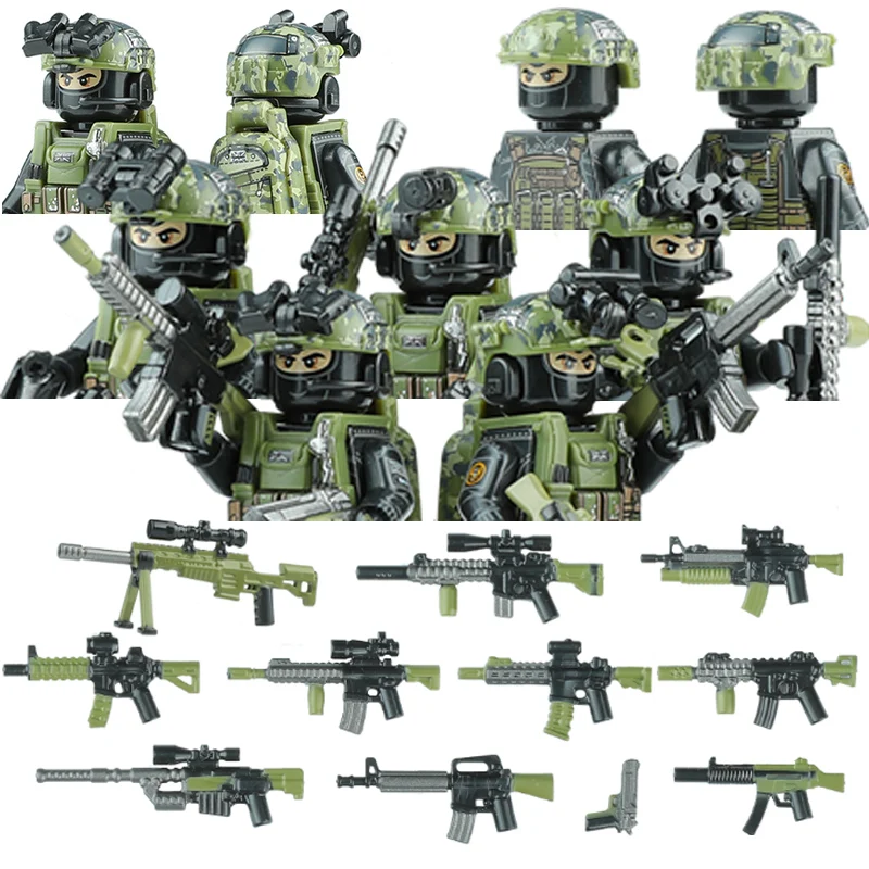 

City Police British Special Forces Figures Building Blocks UK Special Air Service Regiment Soldier Military Weapons Bricks Toys