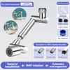 1440° Rotatable Scalable Metal Faucet Bathroom Tap Splash-proof Bubbler Kitchen Faucet Filter Nozzle Tap Saving Water Extender 6