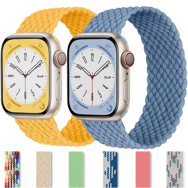 Ремешок плетеный нейлоновый для Apple Watch Band, нейлоновый браслет для соло iWatch series 9 7 SE 6 8 5 Ultra 4 3, 45 мм 49 мм 44 мм 42 мм 41 мм 40 мм