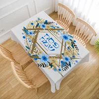 Happy Passover Waterproof Tablecloth Passover Party Decorations Jewish Hebrew Waterproof Table Cloths Kitchen Dining Table Decor 2