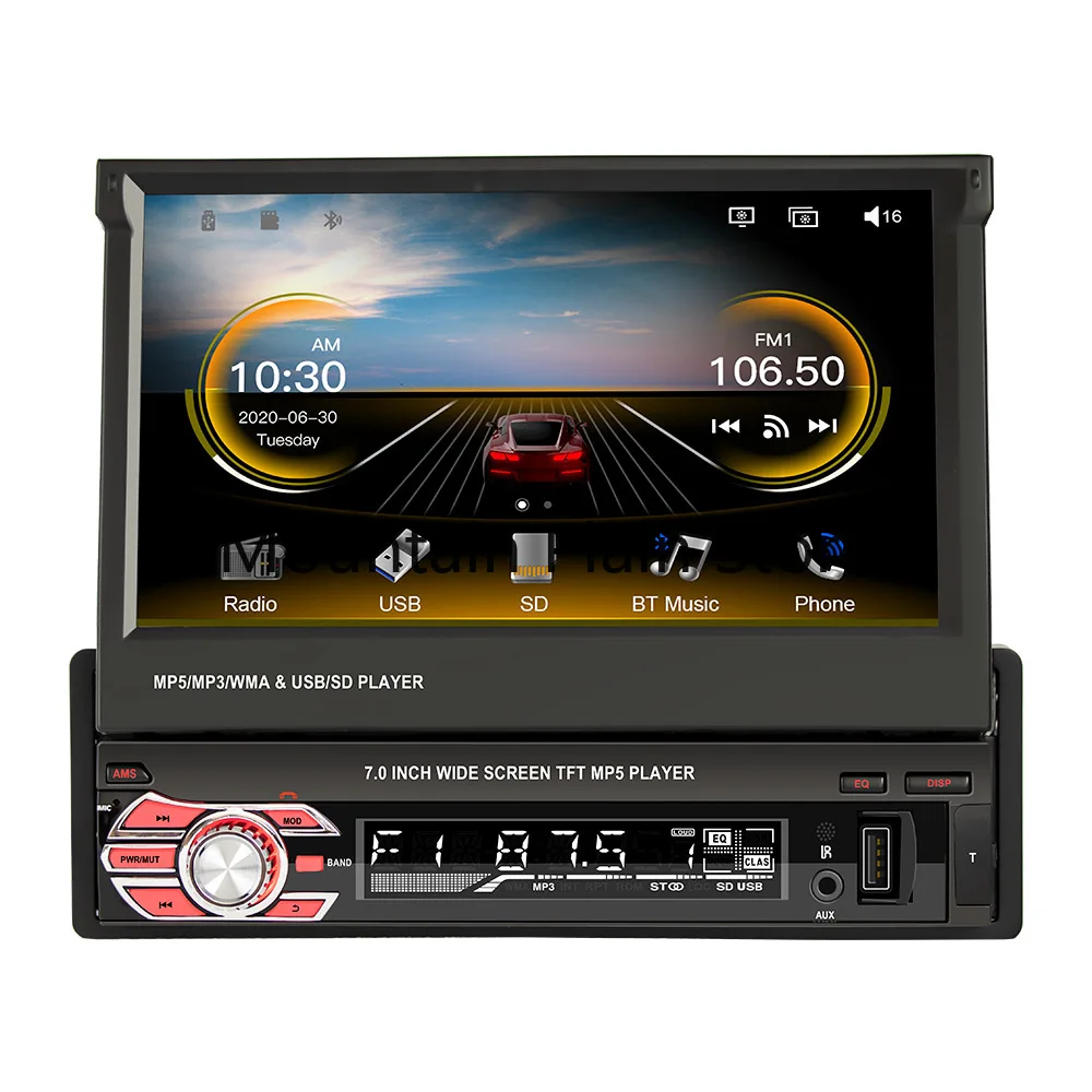 

7-Inch HD Retractable Screen Vehicle-Mounted MP5 Player Bluetooth Calling Reversing Image Radio USB Flash Disk CarPlay Host