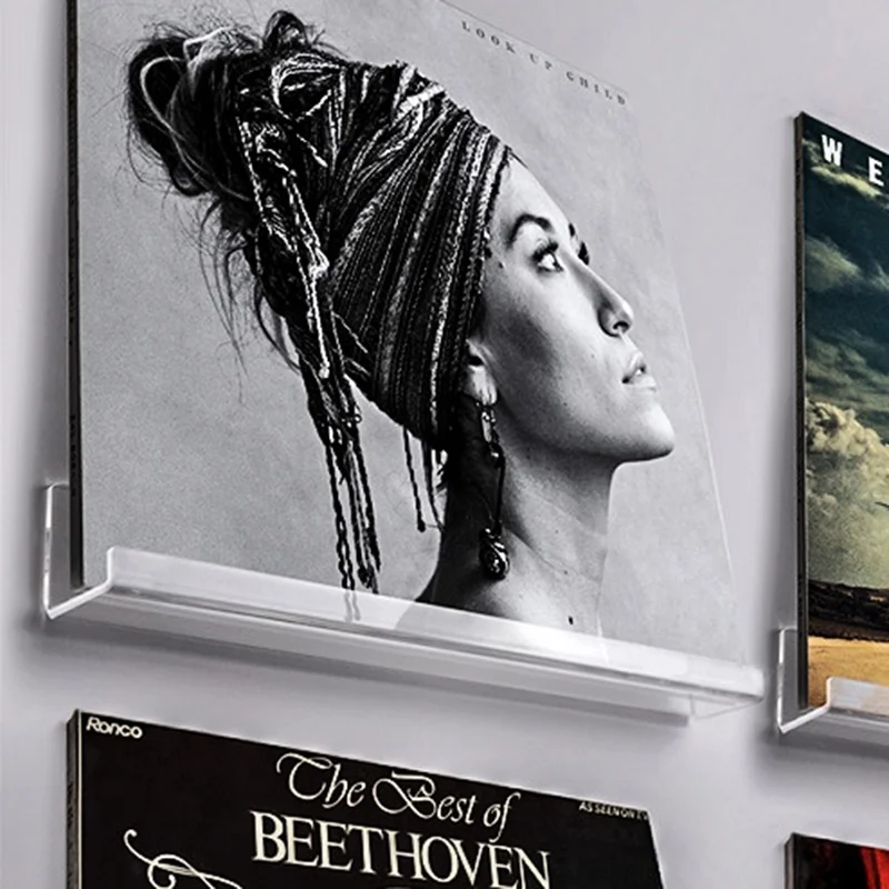 Uchwyt na ścianę przezroczysty akrylowy stojak na płytę stojak na Album uchwyt na płytę montowany na ścianie do do prezentowania, przechowywania biżuterii, zegarków albumów winylowych