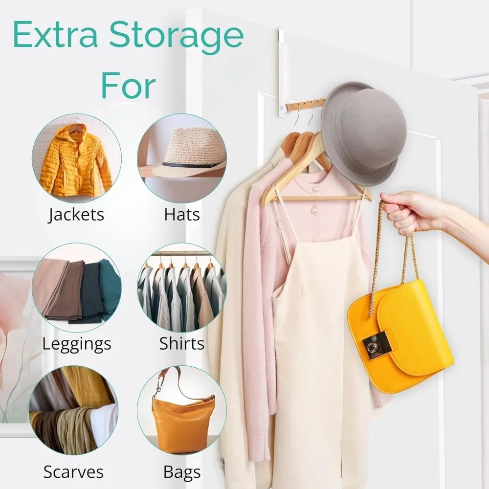 Over The Door Coat Rack - Portable Foldable Laundry Hanger Dryer Rack - Ideal for Travel and Laundry Needs - Convenient Over The