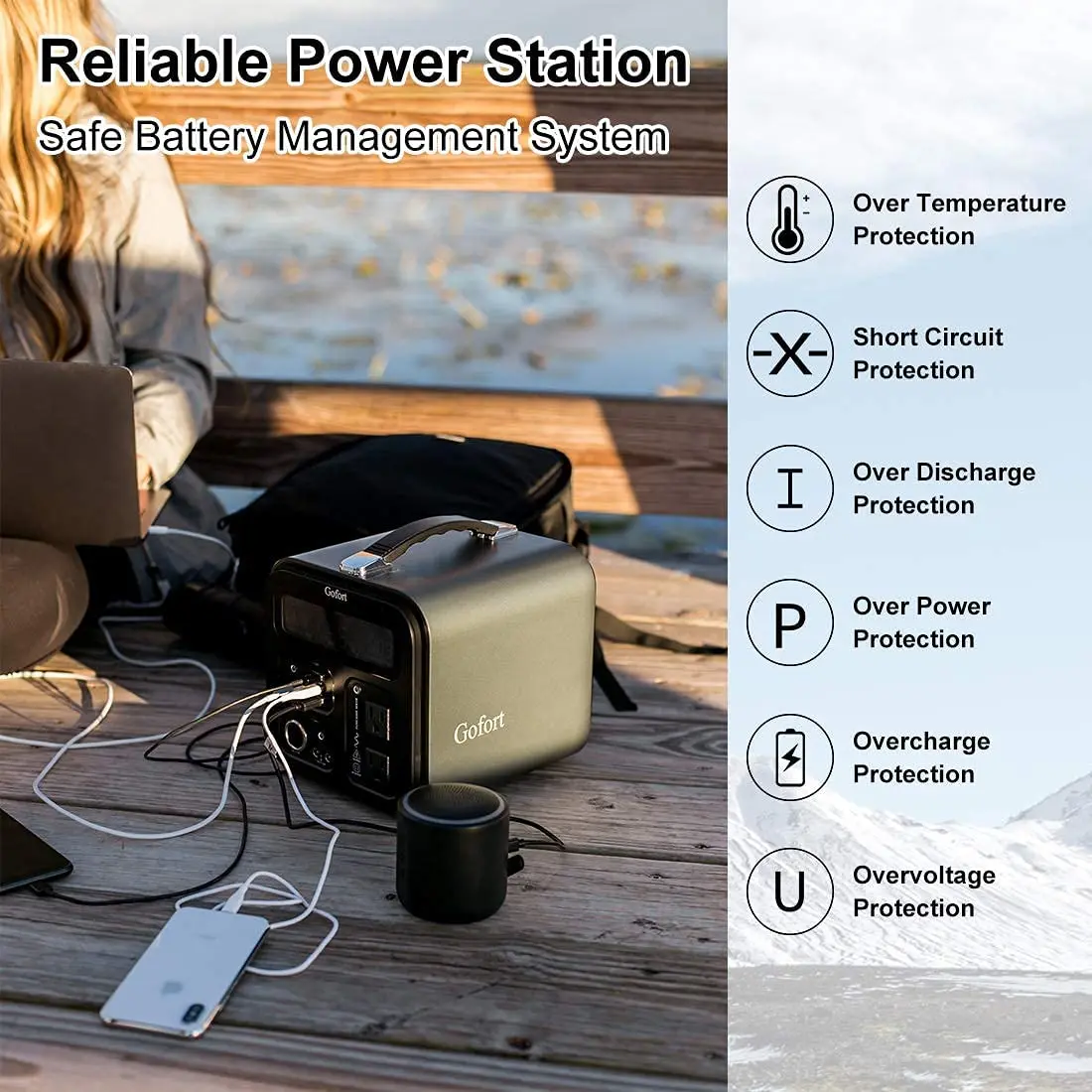 FF Flashfish 230V Portable Power Station 1100Wh Solar Generator 1200W AC Outlets Backup Battery Pack Camping CPAP Outdoor RV SOS