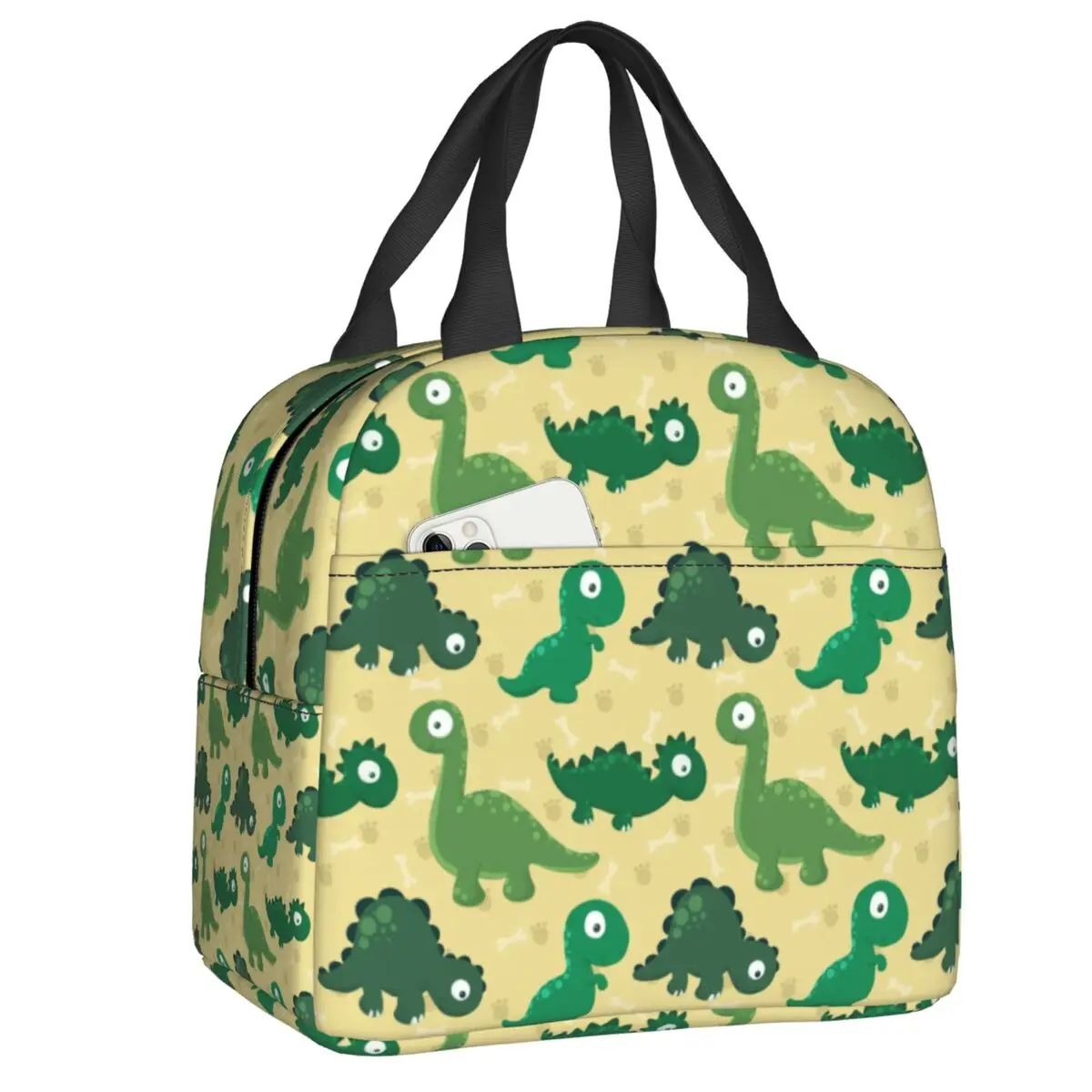 

Cute Dinosaurs Pattern Insulated Lunch Bags for Work School Cartoon Jurassic Resuable Thermal Cooler Bento Box Women Kids