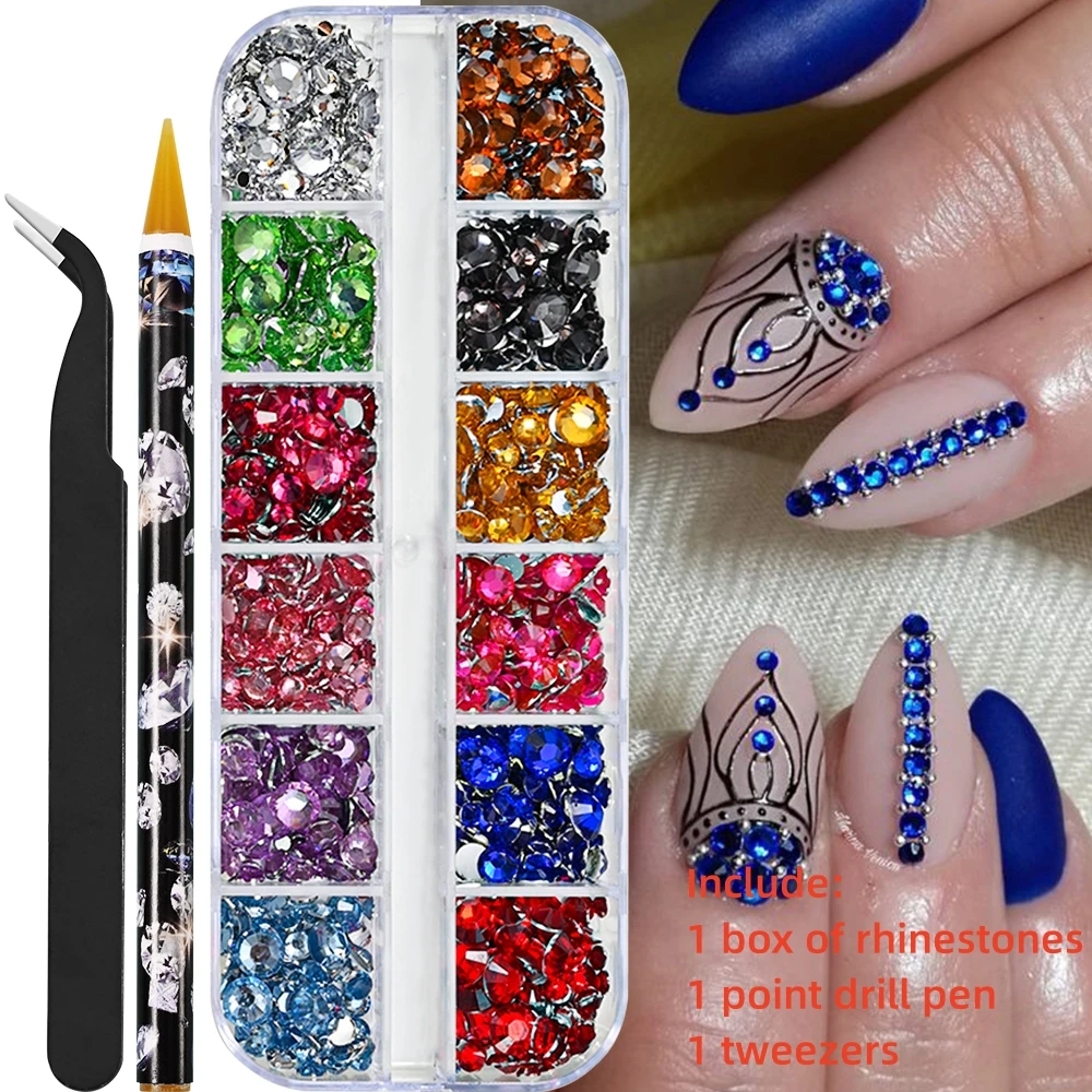 Sparkling Crystal Nail Art Rhinestones Kit with Tools