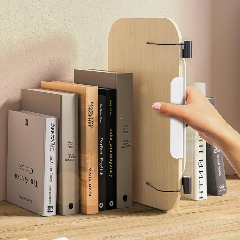 Rotating Wooden Desktop Book Stand with Adjustable Angles and Page Clips