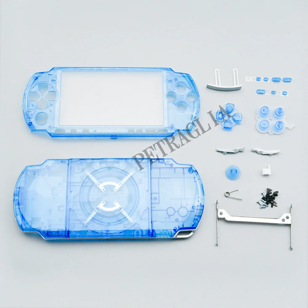 交換用シェル,クリアカラー,psp3000,psp 3000コンソール用,ボタン付き 