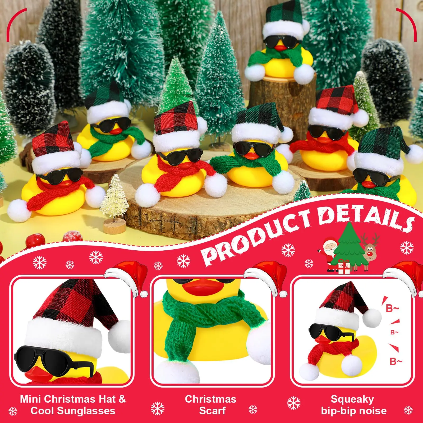 Christmas Mini Rubber Duck Bulk with Sunglasses Scarf Hats   Duck  Bath Toy Xmas Decor for Christmas Winter Gift Cruise 2