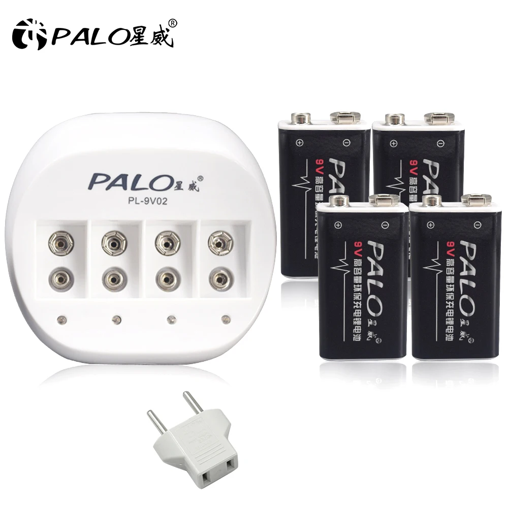 Palo 100% Batteria Ricaricabile Agli Ioni Di Litio Originale 600Mah 9V Batterie Al Litio 9V Per Microfono Wireless Giocattoli Per Chitarra Metal Detec