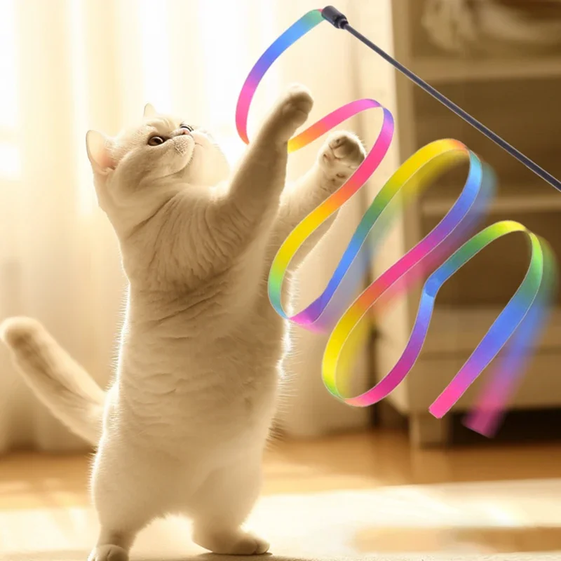Interactive Colored Ribbon Cat Toys Teasing 2