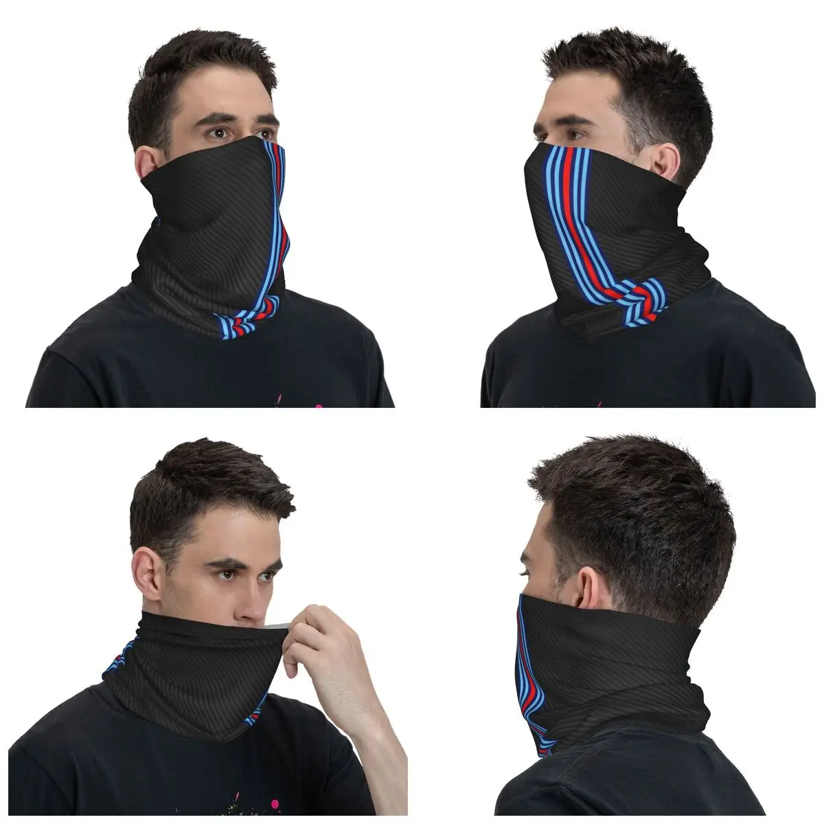 Carbon fiber racing stripes bandana neck cover Printed balaclavas mask scarf multifunctional headband running adult washable