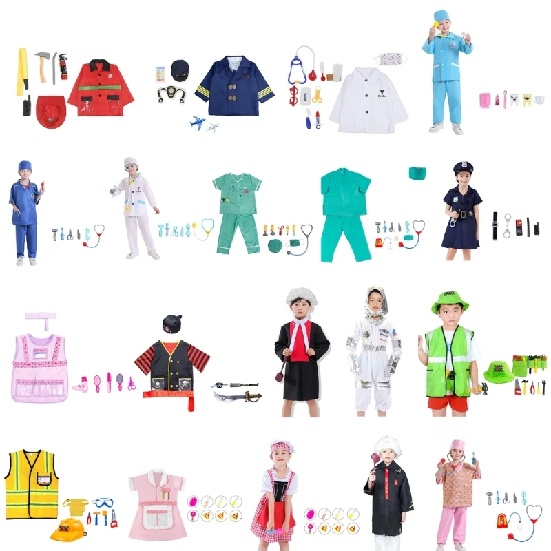 

Kid Firefighters Cosplay Outfit Boy Doctor Costume Set Girls Nurse Costume Set Halloween Cosplay Dress Up for Party