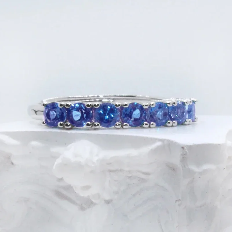 

Total 0.7ct Natural Tanzanite Ring for Daily Wear 3mm VVS Grade Tanzanite 925 Silver Jewelry