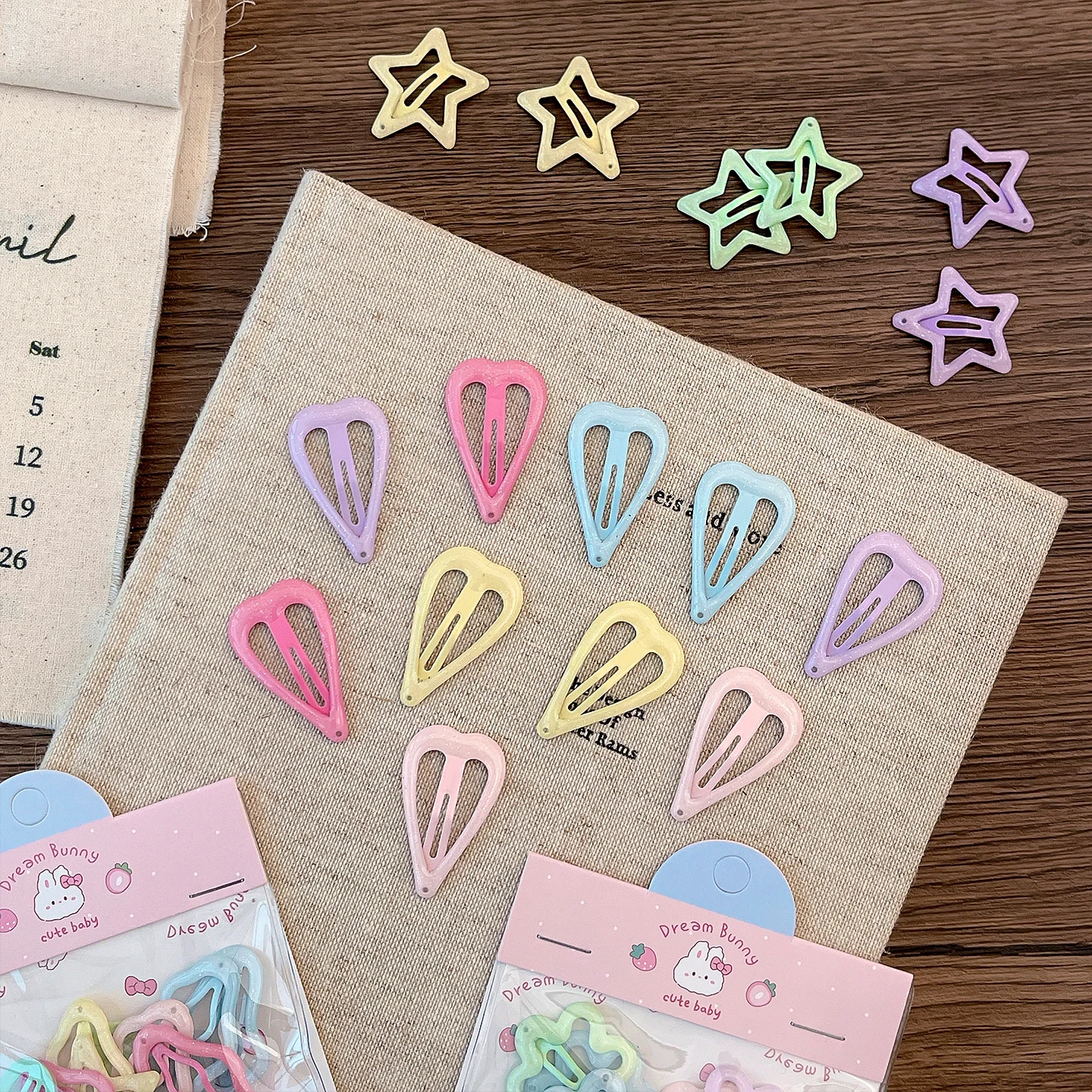 2026 Neue Macaron Hohle BB Haarspangen Set Bonbonfarben Stern Blume Herz Wassertropfen Haarklammern Ohne Haarschaden für Mädchen Kleinkinder – Detail 3