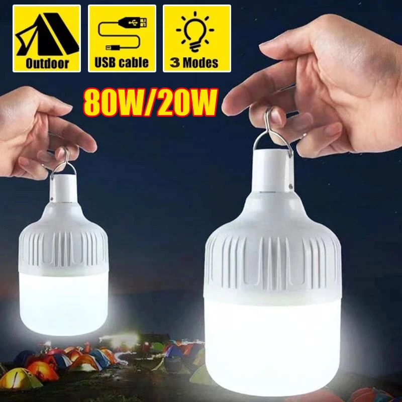 3 Modes Outdoor USB Rechargeable 360&deg; LED Lamp Bulbs Emergency Light Portable Hook Up Camping Lights Home Decor Night Light camping light portable lanterns camping lamp camping lantern emergency lights