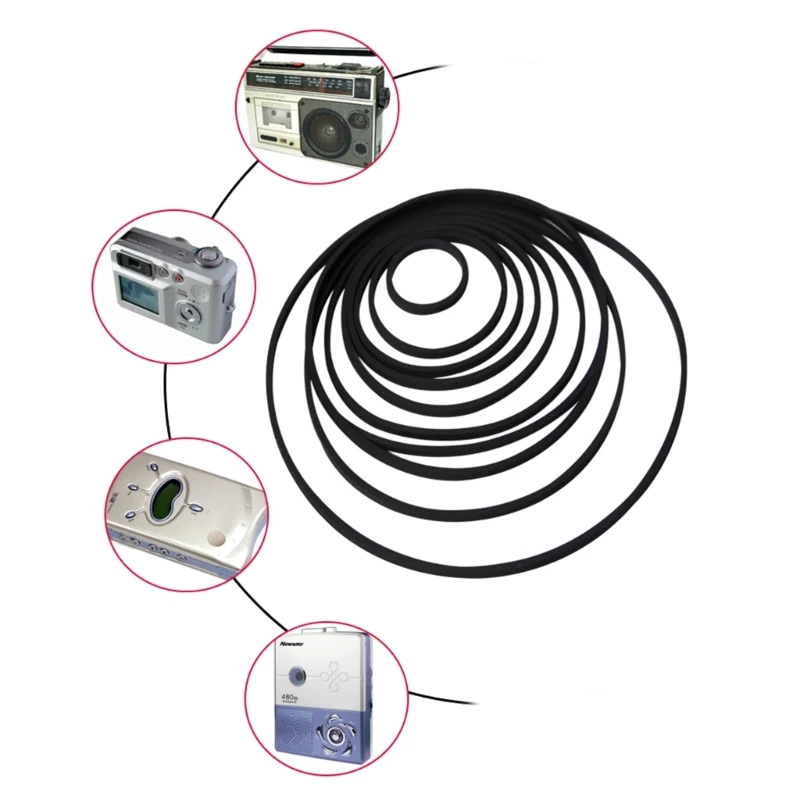 Square Folded Rubber Belt 41-190mm 1.2mm for Recorder Cassette Tape Machine 5PCS cassette tape belts cassette tape belt