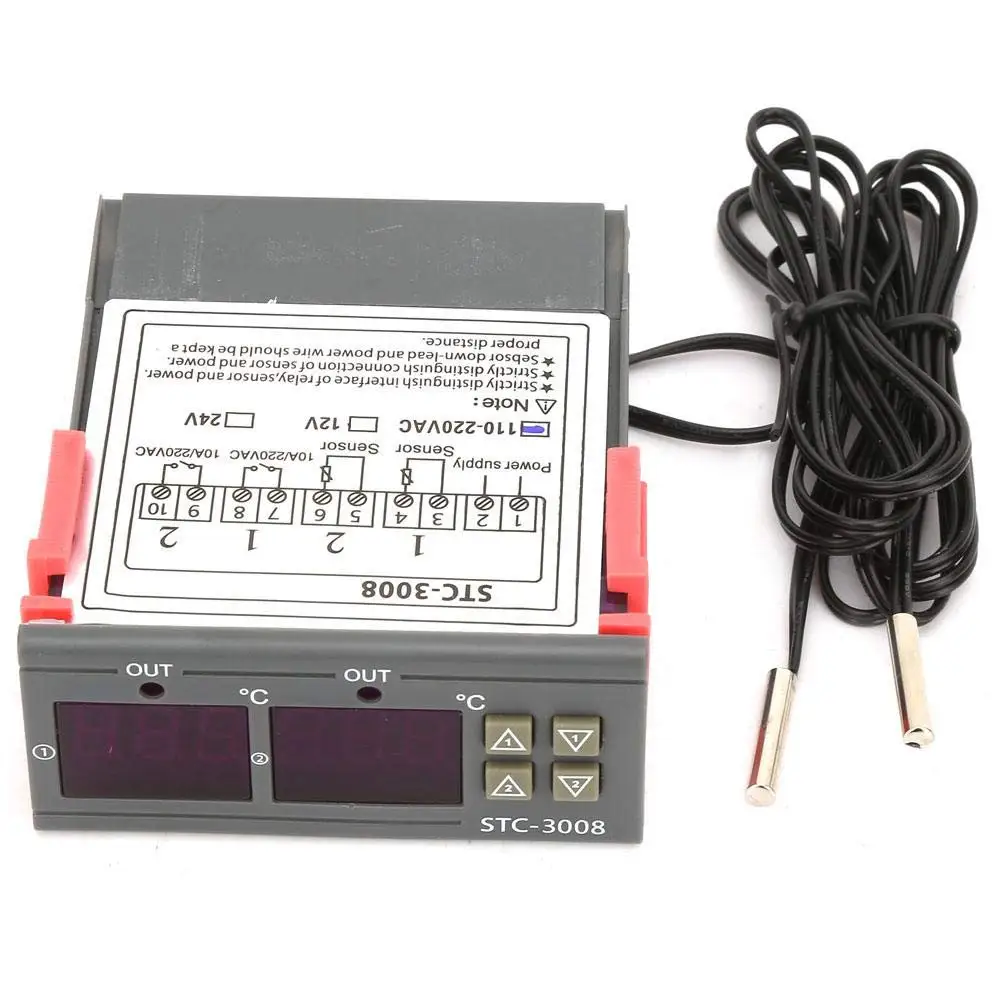 

STC-3008 STC-3018 STC-3028 LED Digital Temperature Controller Thermostat Thermostat Incubator 12V 24V 110V 220V