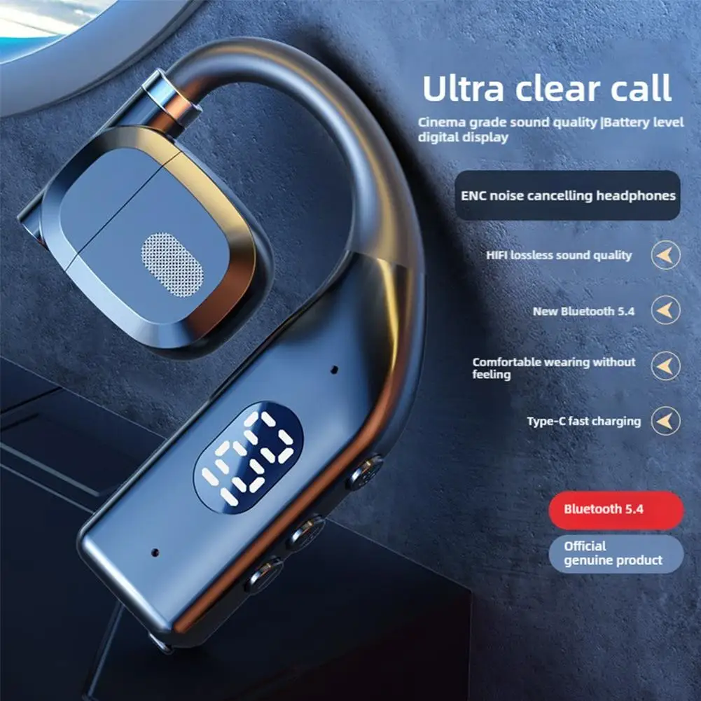 Wireless Bluetooth Earbuds with Earhooks - HiFi Stereo & Noise Reduction, Perfect