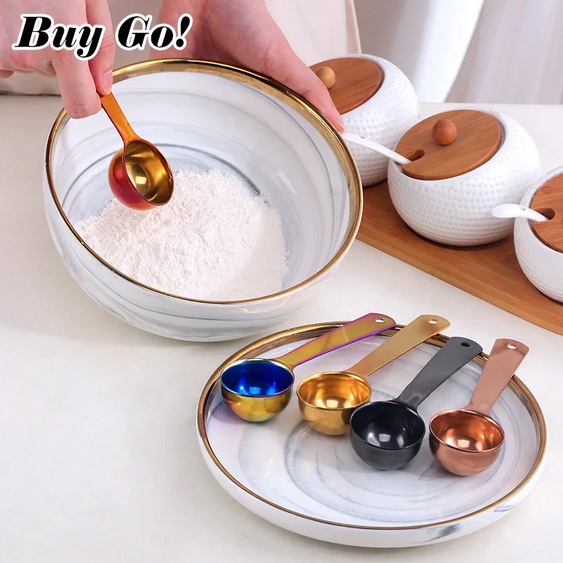 2Pcs Multipurpose Food-grade Stainless Steel Measuring Spoon 5/20ml Coffee Powder Spice Measure Scoop Kitchen Baking Tools
