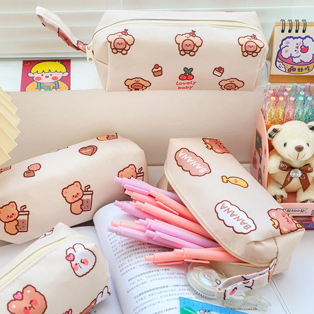 Kawaii Cute Pencil Bag Small Flowers Pencil Cases Cute Simple Pen Bag  Storage Bags School Supplies Stationery Gift For Kids