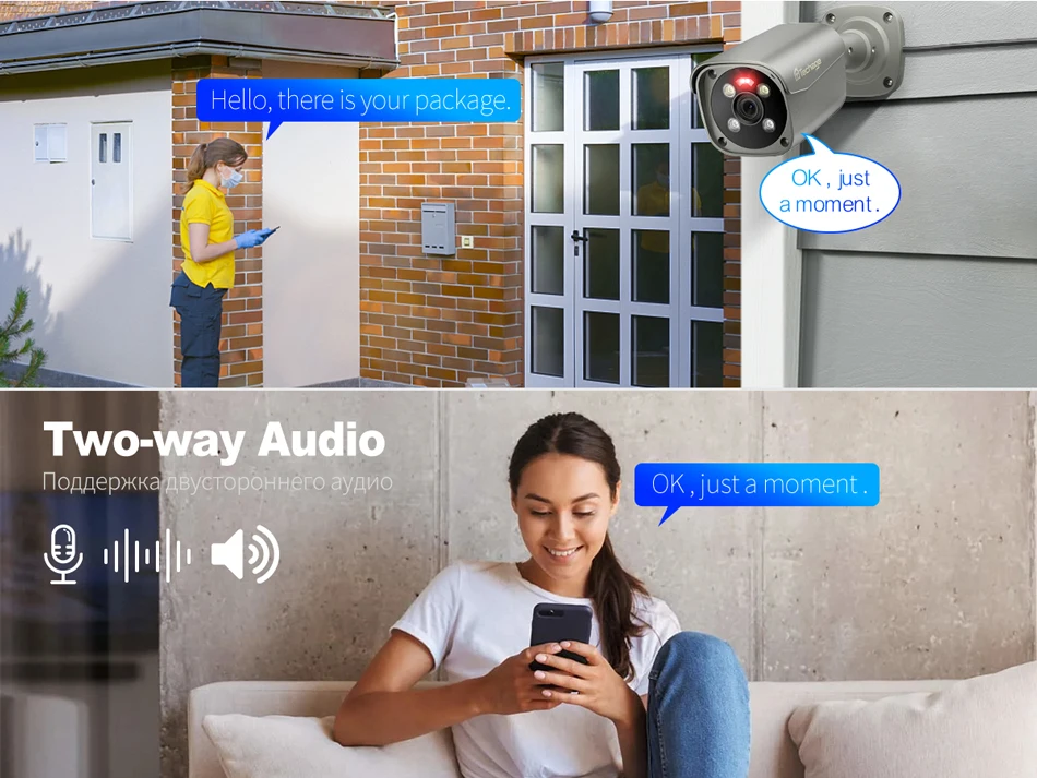 Techage 8MP Ultra HD 4K POE AI Camera Outdoor H.265 IP Camera Face Detect Full Color Night Two-way Audio for Surveillance System