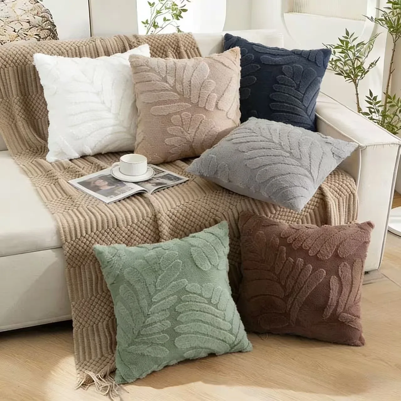 Set of 2 Ultra-Soft Plush Throw Pillow Covers