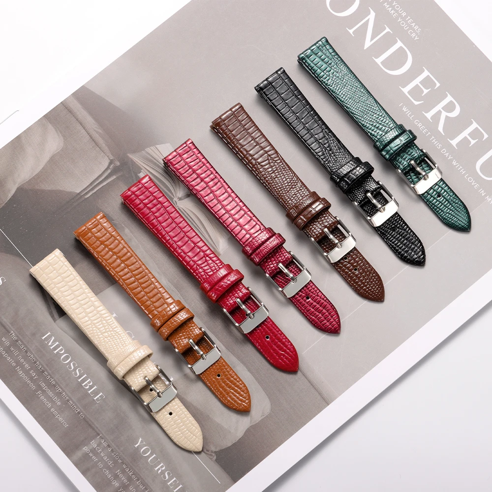 Elegant Universal Leather Watch Strap - Soft Wrist Band with Steel Buckle