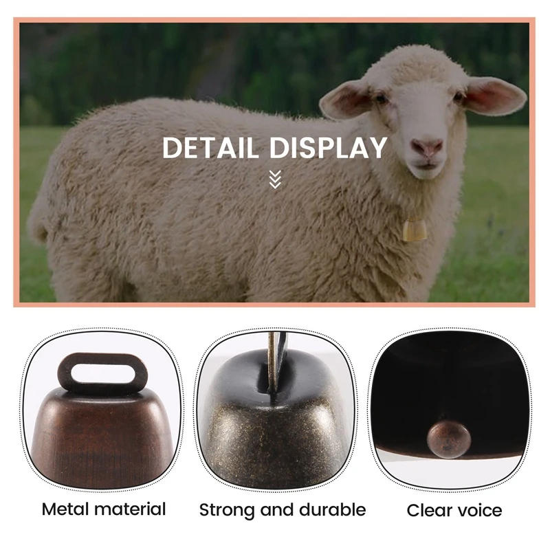 6 Pieces Cow Horse Sheep Grazing Small Brass Bells Cowbell Retro Bell For Grazing Copper(Green Bronze, Red Bronze, Gold)