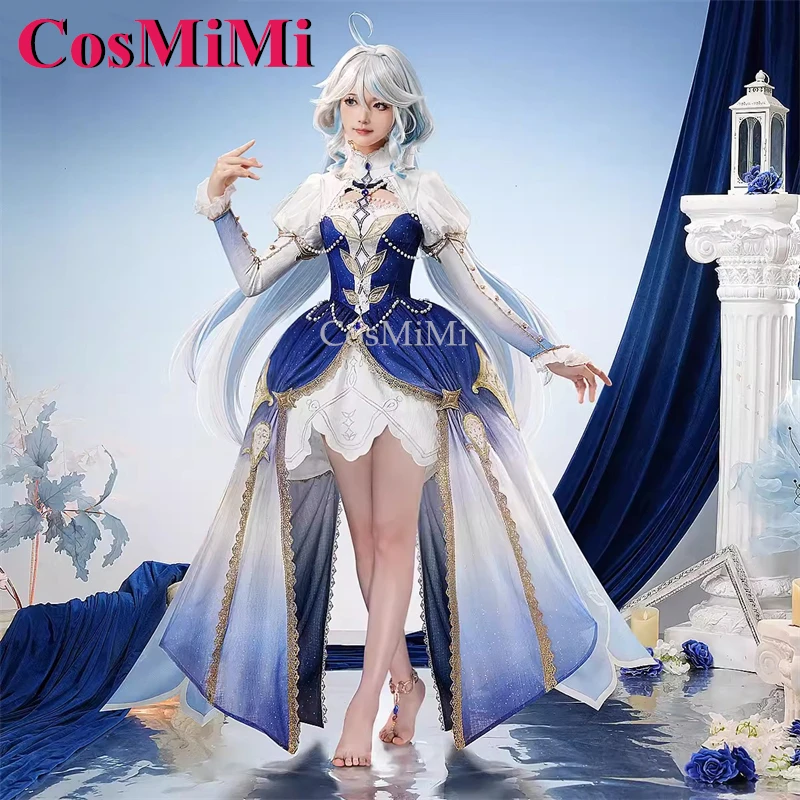 

CosMiMi Game Genshin Impact Focalors Cosplay Costume Blue Dance Music Gorgeous Formal Dress Carnival Party Role Play Clothing