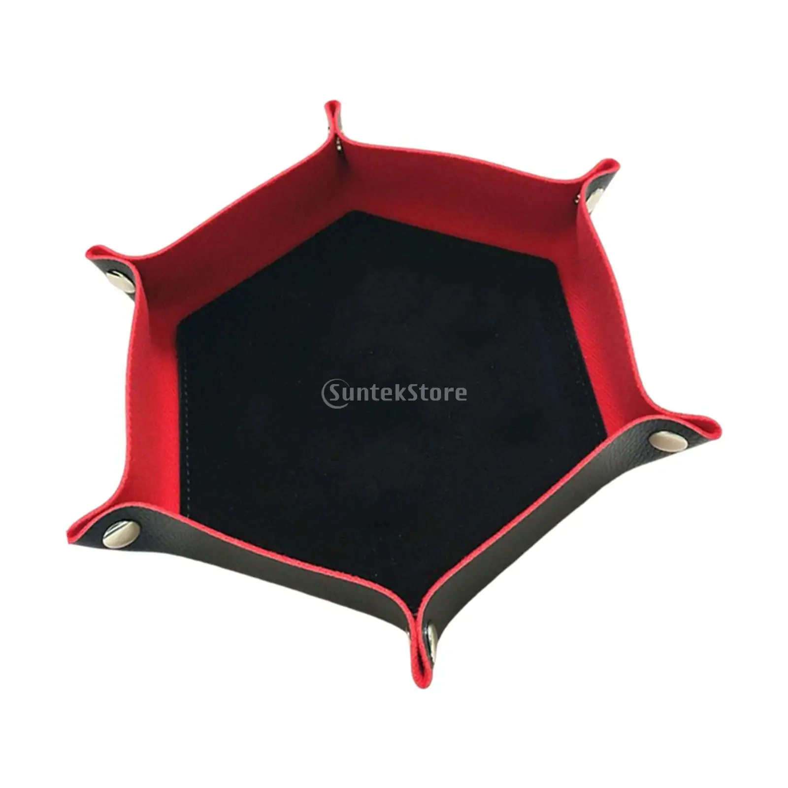 Foldable Dice Tray PU Leather Hexagonal Folding Dice Tray Box Game for RPG DND Game Storage Table Board Games