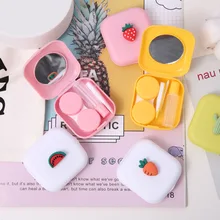 

Cartoon Contact Lens Cases Cute Cactus Dinosaur Strawberry Pattern Lens Case With Mirror Eye Care Lenses Storage Box Container