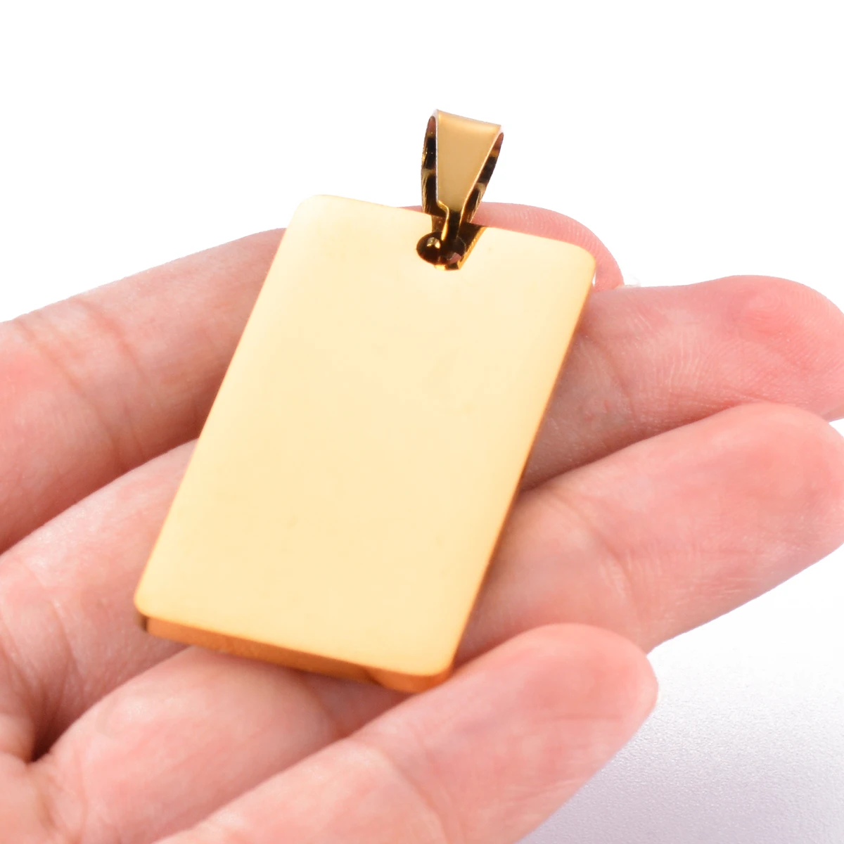 10pcs Wholesale Rectangle 20x40mm Stainless Steel Army ID Blank Dog Tags Pendant Necklace Jewelry Findings Hypollergenic 2