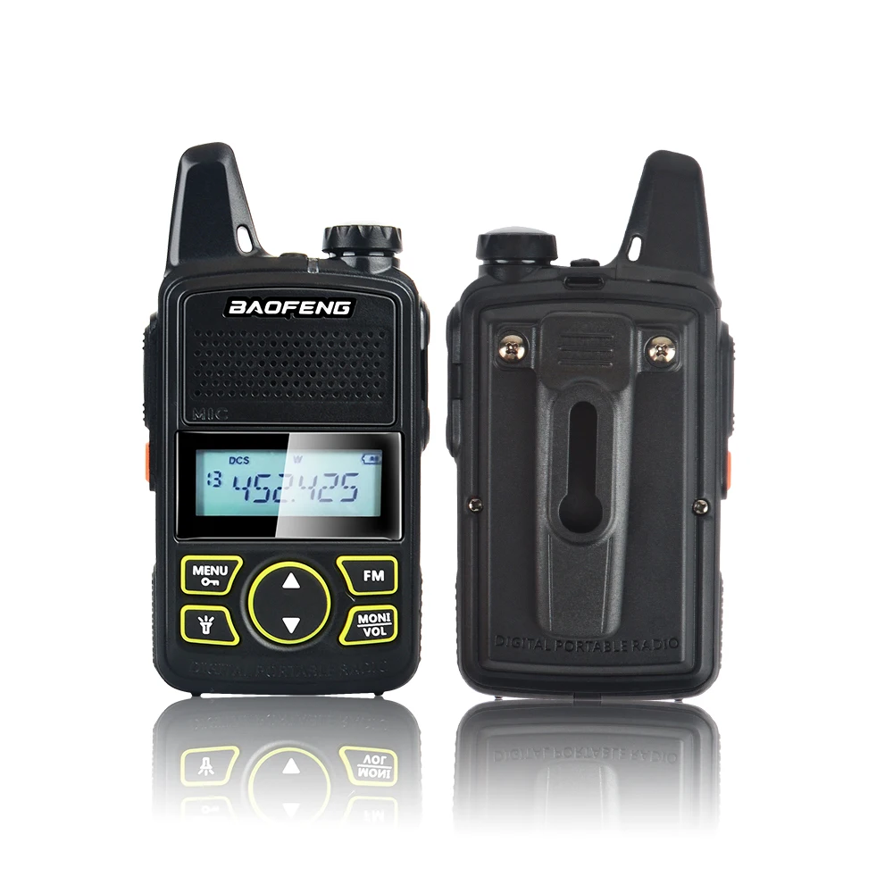 2pcs/Paired Baofeng BF-T1 Mini Pocket FM Ham Walkie Talkie UHF 400-470MHz 2W 20Ch with Earphone and 1pcs USB Programming Cable 2