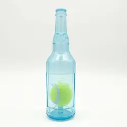 Pet Dog Chewing Toy with Tennis Ball - Interactive Squeaky Puzzle Toy - S (Blue)