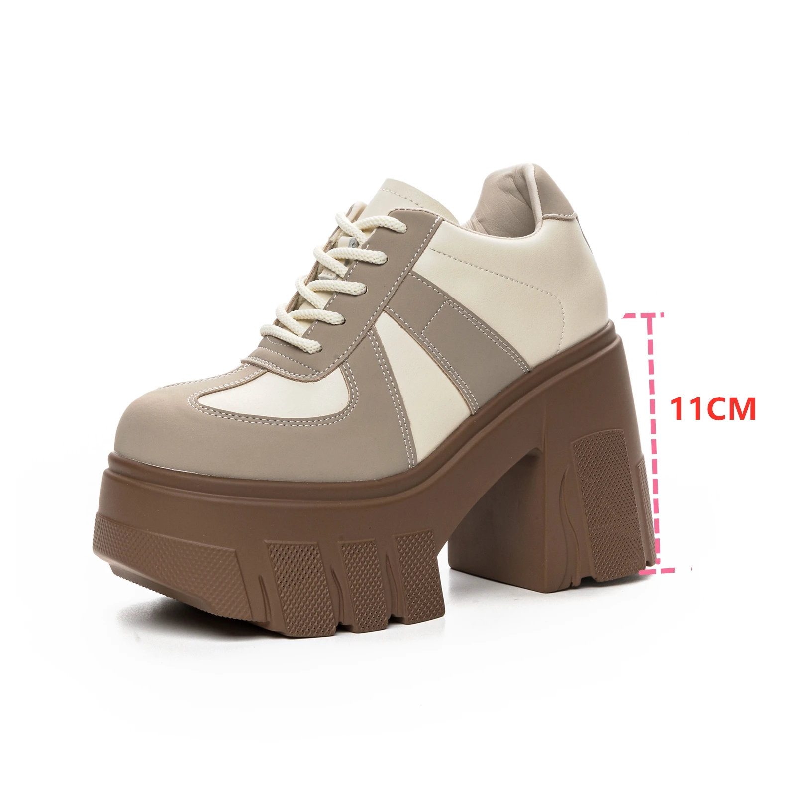 Women High Heels 2024 New Spring Heels High 11cm Platform Women Fashion Shoes Matching Color Lace-up Genuine Leather Women Shoes