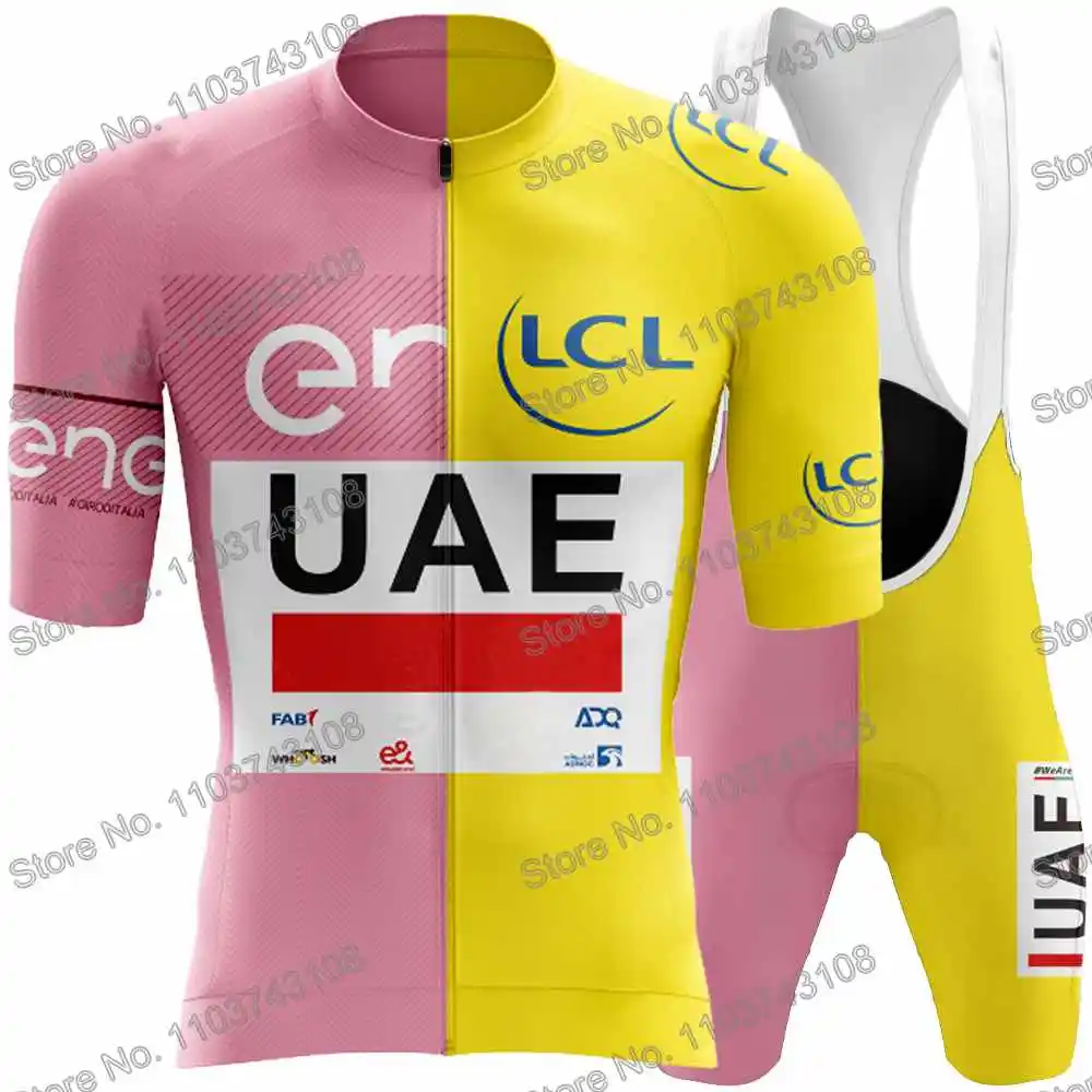 UAE Team Cycling Jersey Men's Set Summer Cycling Clothing Giro d'italia France Tour Road Bike Shirt MTB Bicycle Bib Shorts