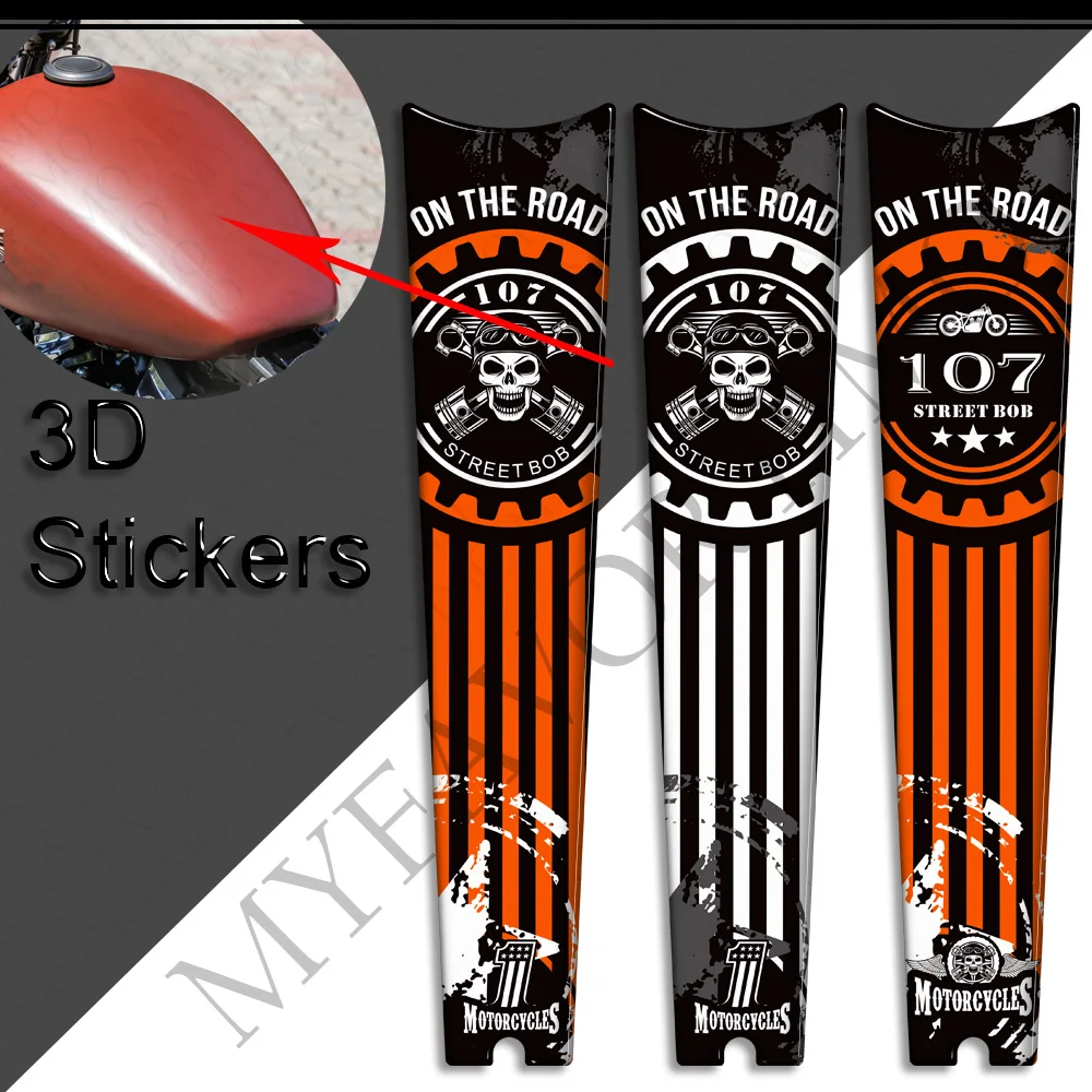 Motorcycle For Harley Davidson Street Bob FXBB 107 M8 Protector Tank Knee Pad Side Grips Gas Fuel Oil Kit Stickers Decals