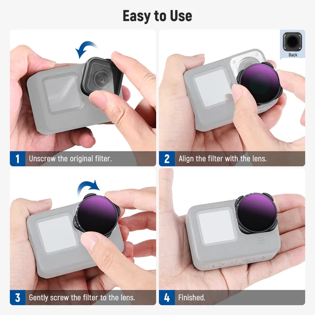 thumbnail image 2 of Neewer Variable ND Filter For GoPro Hero 9-13 – 2 To 5 Stops Light Control, Slim HD Glass 2 of 14