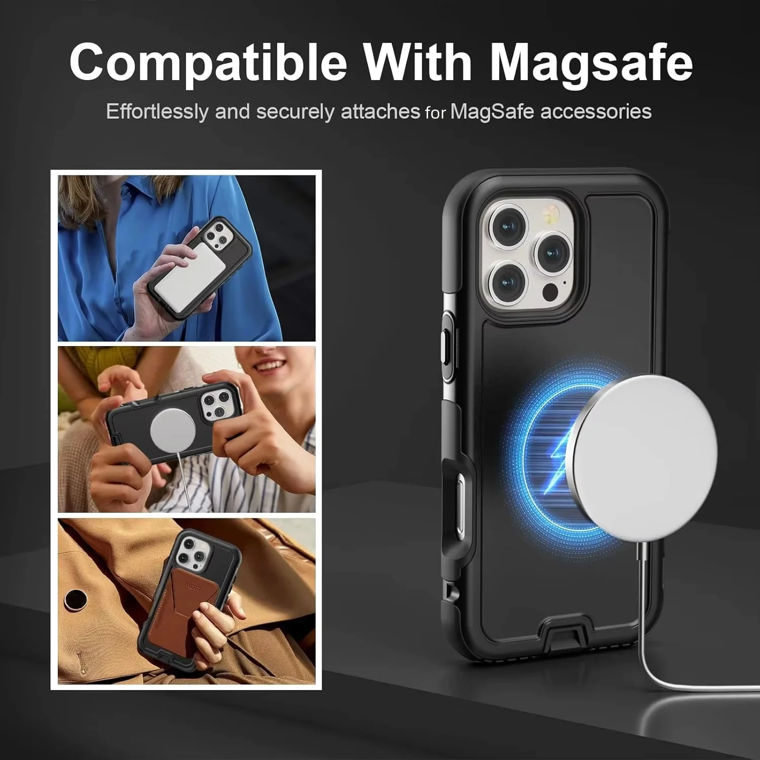 Rugged Military-Grade Shockproof Armor Case with MagSafe Charging Support