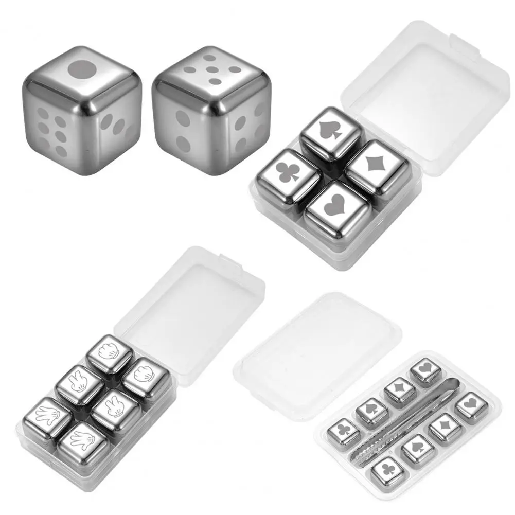 1 Set Ice Cubes Anti-deformation Reusable Stainless Steel Quick Cooling Whiskey Chilling Stones for Bar