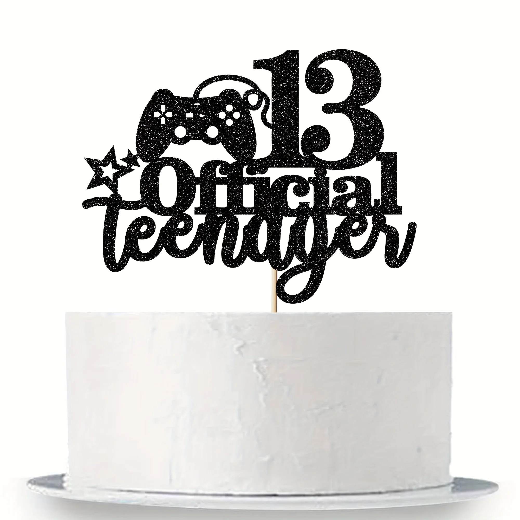 1 Stück Kuchenaufsatz zum 13. Geburtstag mit Gaming-Controller-Design, Bambusstab, Foto-Requisite für die Geburtstagsparty-Dekoration für Teenager