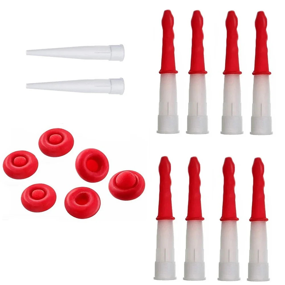 10 Set Caulking Nozzles Cap Red Caulk Saving Caulk Glue Tip Sealing Cap For Sealing And Preserving Leakproof Sleeve Tool