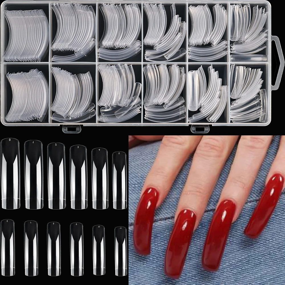 240 Teile/schachtel Extra Lange Biegung Falsche Nägel 12-Größen Volle Abdeckung Drücken Sie Auf Nagel Klar/Weiß/Schwarz Gebäude verlängerung Gefälschte Fingerspitzen * & – Detail 7