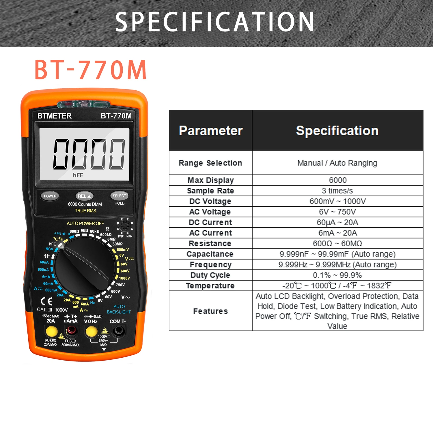 BTMETER True RMS Digital Multimeter,Precision Multimeter,Profession Insulation Tester Voltage Meter Diode Test NCV，770 Series 2