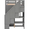 Bed Frame Functional Twin Loft Bed with Stairs 2Drawer and 3 Shelves Twin Size Loft Bed Frame with Wardrobe No Box Spring Needed 5